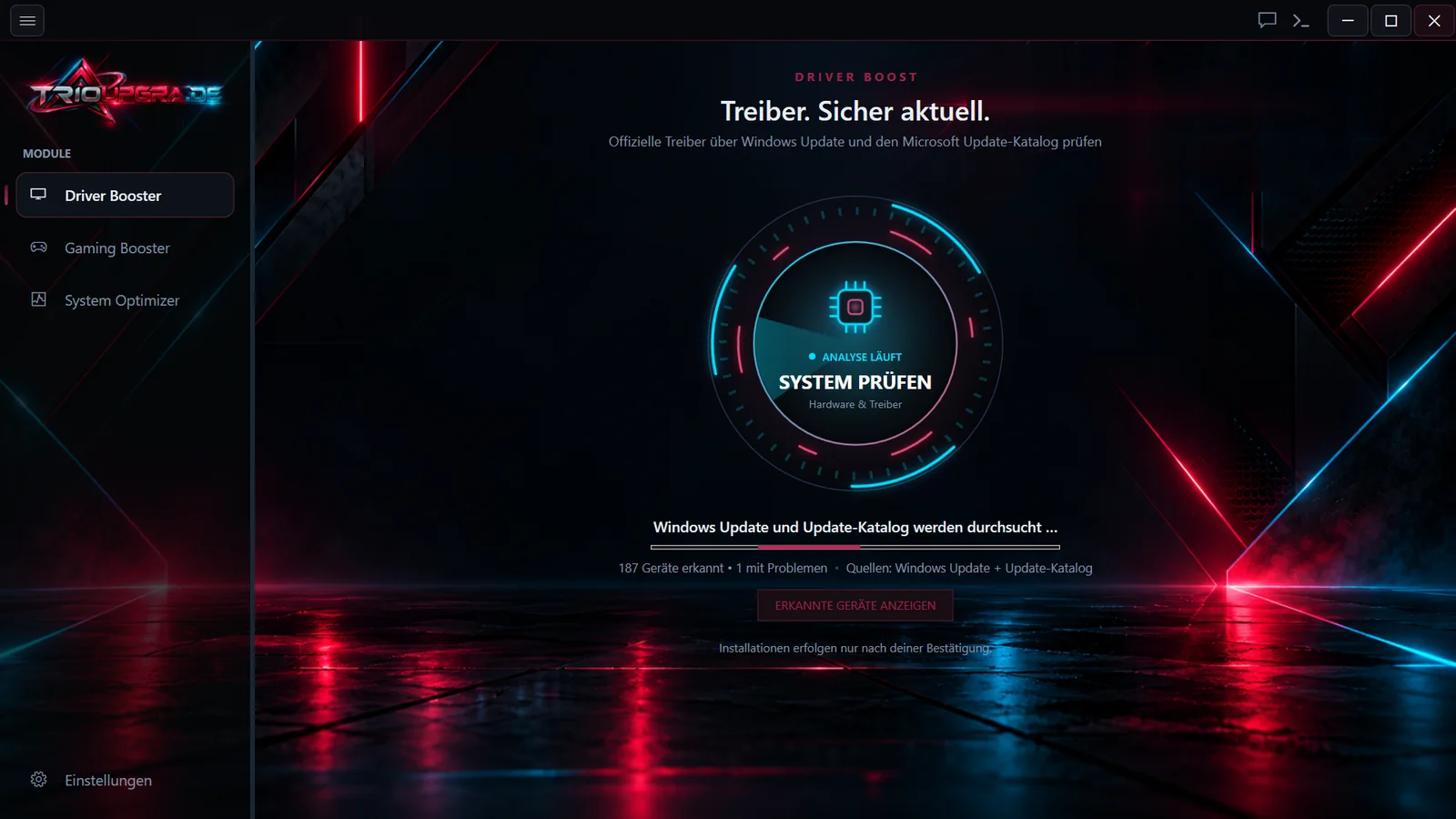 Laufender Treiberscan mit Radar-Animation